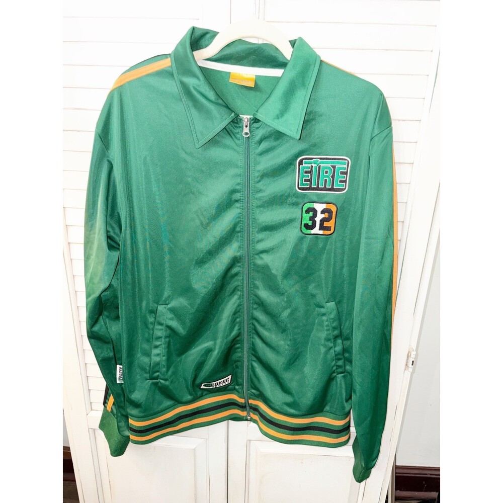 Ireland Eire 32 Warm Up Jacket Green Full Zip Pockets Croker Sports Mens Size XL